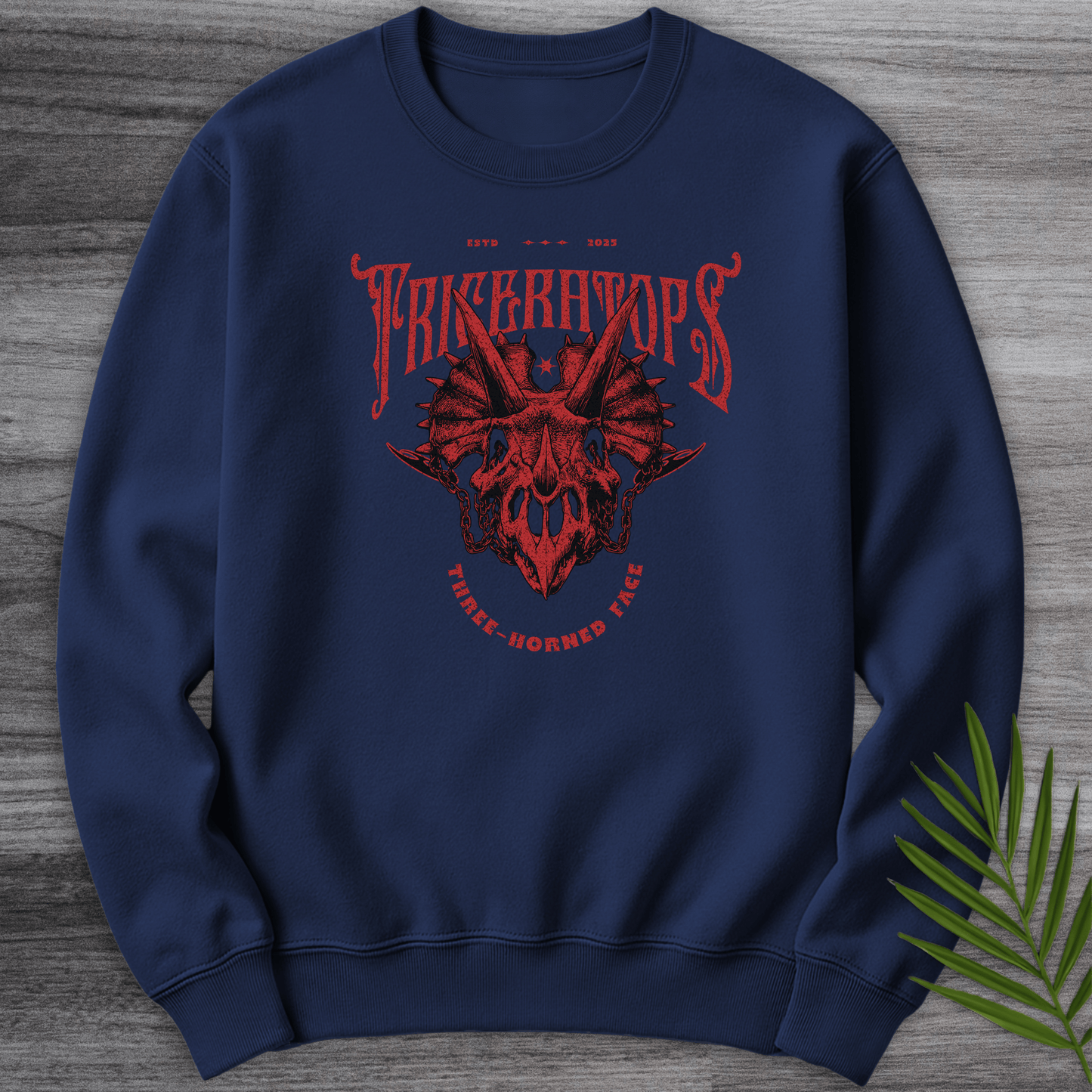 Sweatshirt Navy / S Gothic Three-Horned Face Crewneck