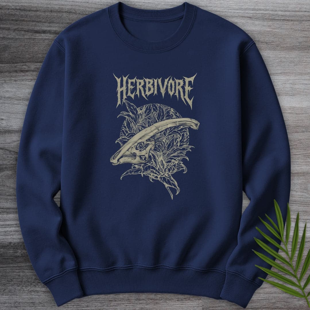 Sweatshirt Navy / S Metal Parasaurolophus Ferns Crewneck