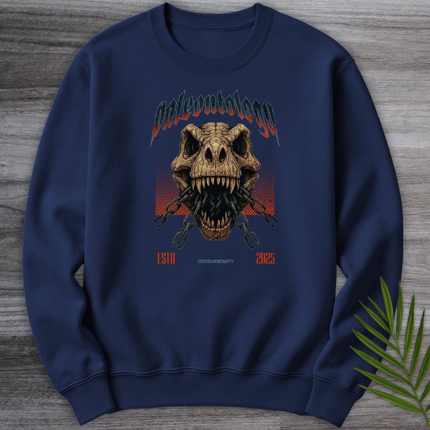 Sweatshirt Navy / S Metal T-Rex Skull and Chains Crewneck