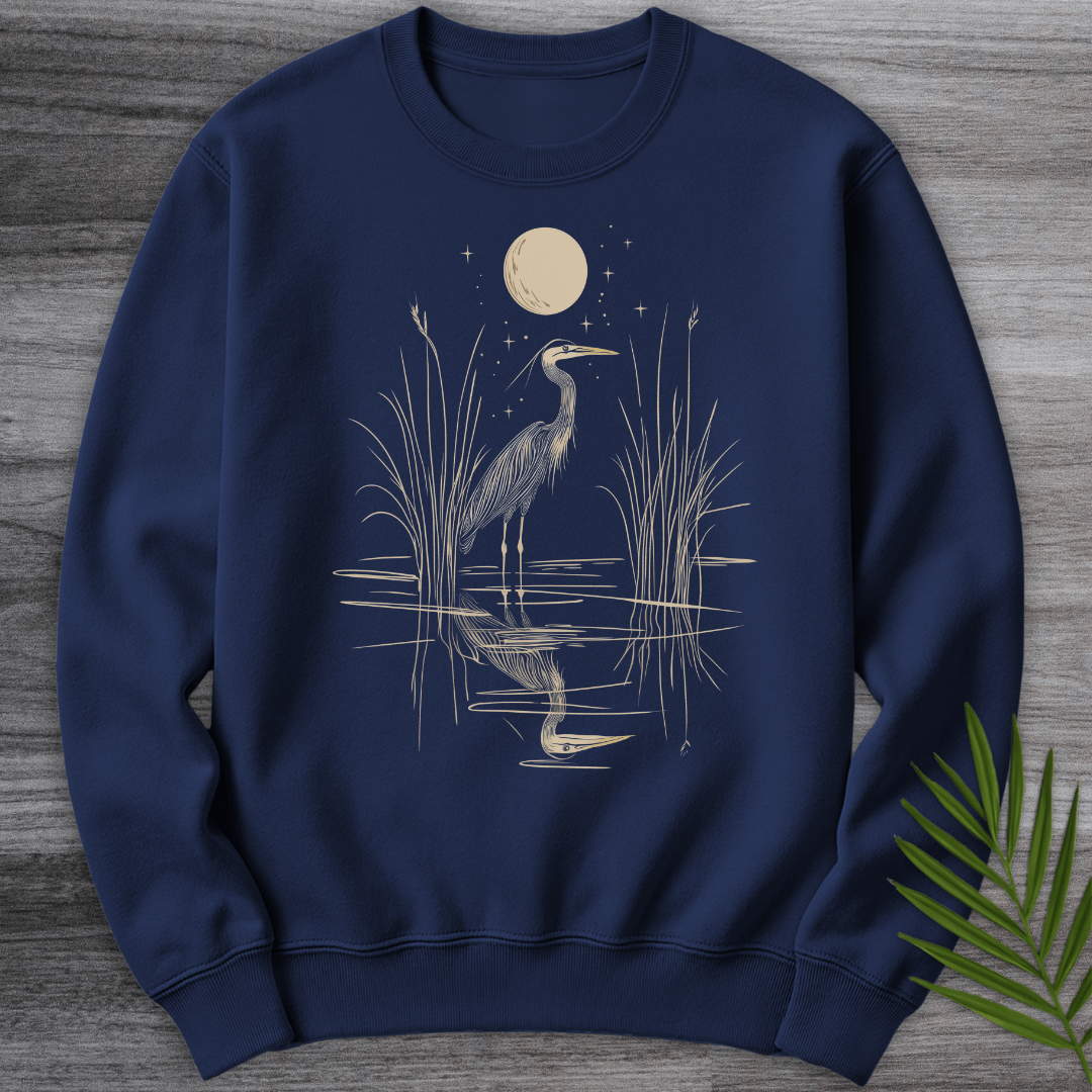 Sweatshirt Navy / S Moonlight Great Blue Heron Crewneck
