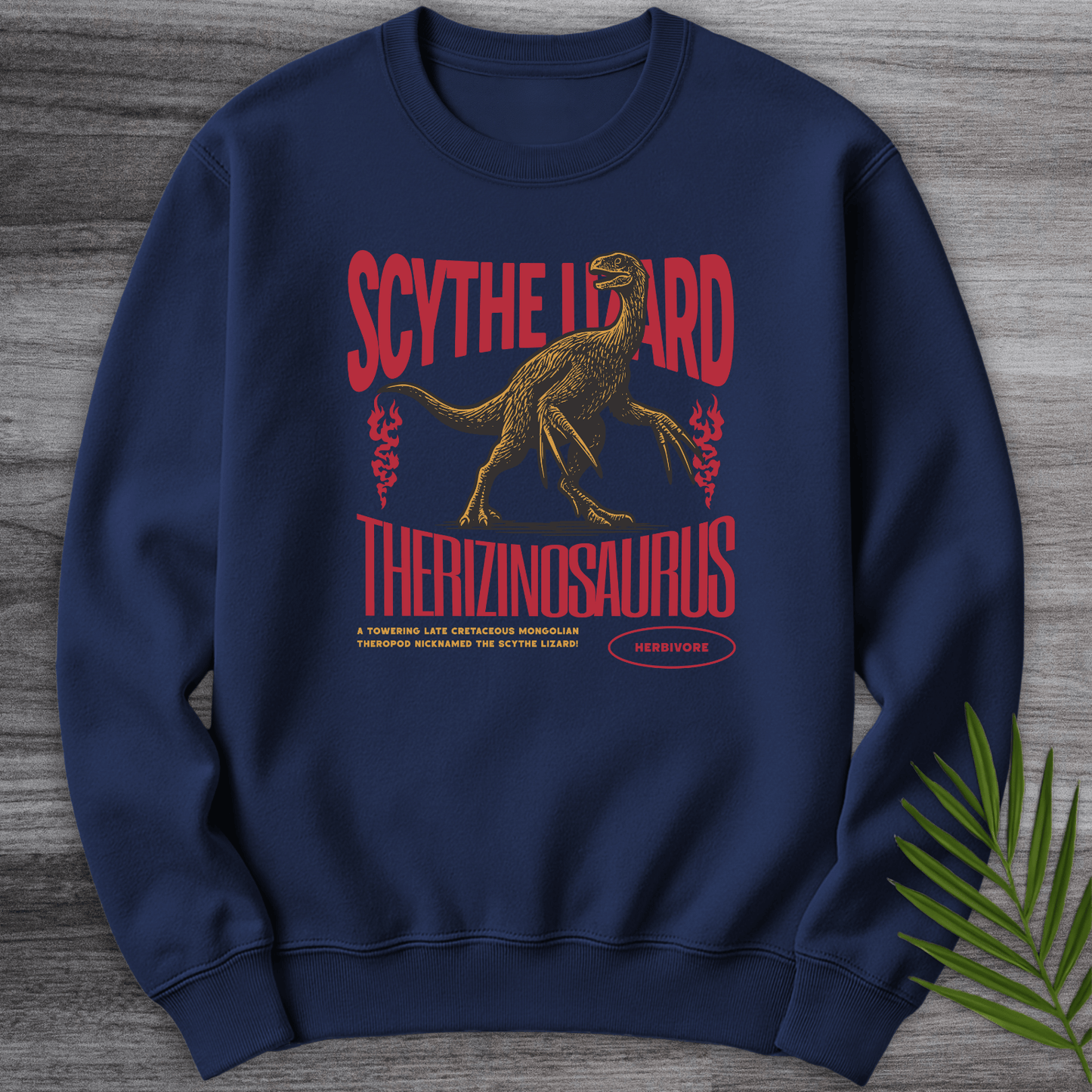 Sweatshirt Navy / S Therizinosaurus Scythe Lizard Vintage Crewneck