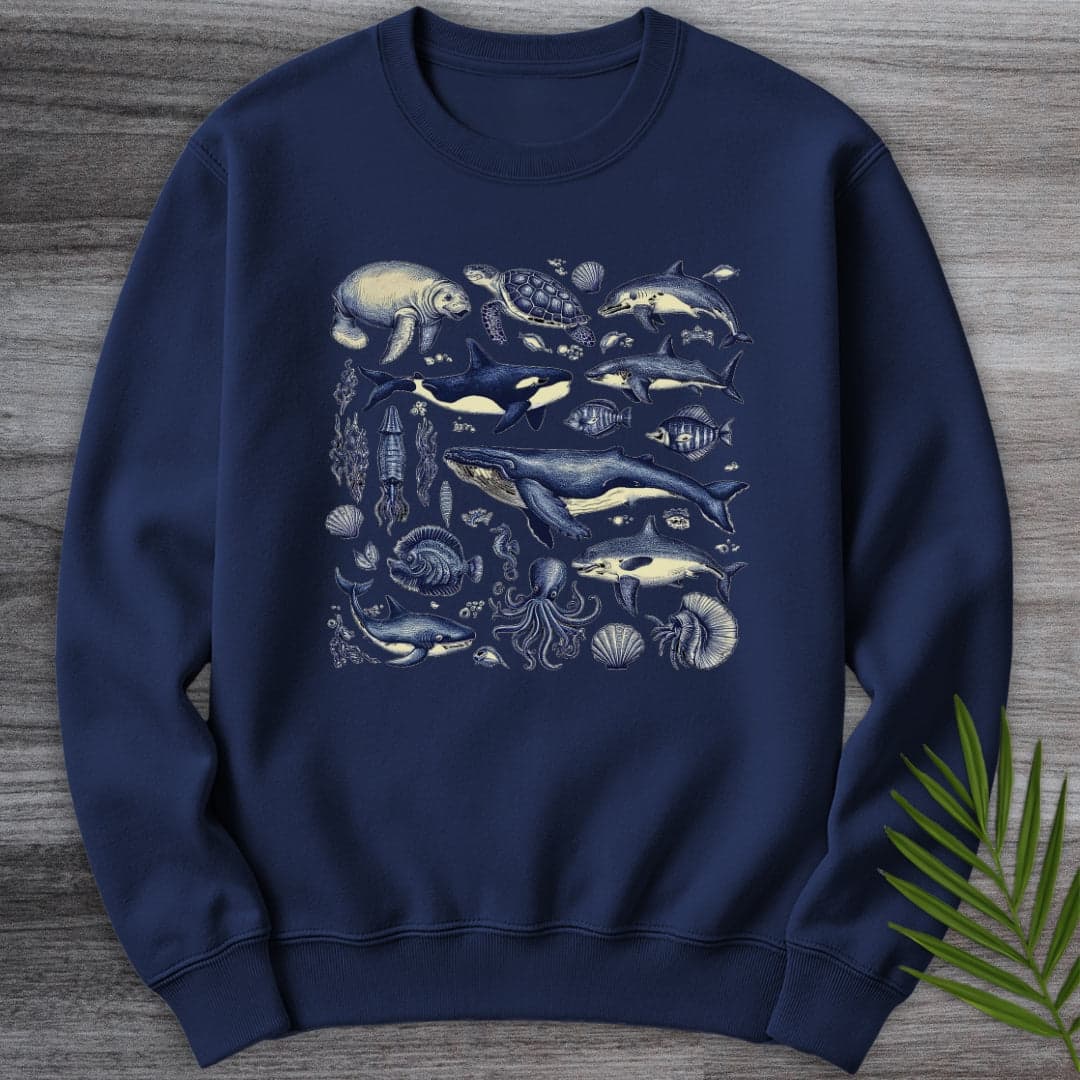 Sweatshirt Navy / S Vintage Marine Life Crewneck