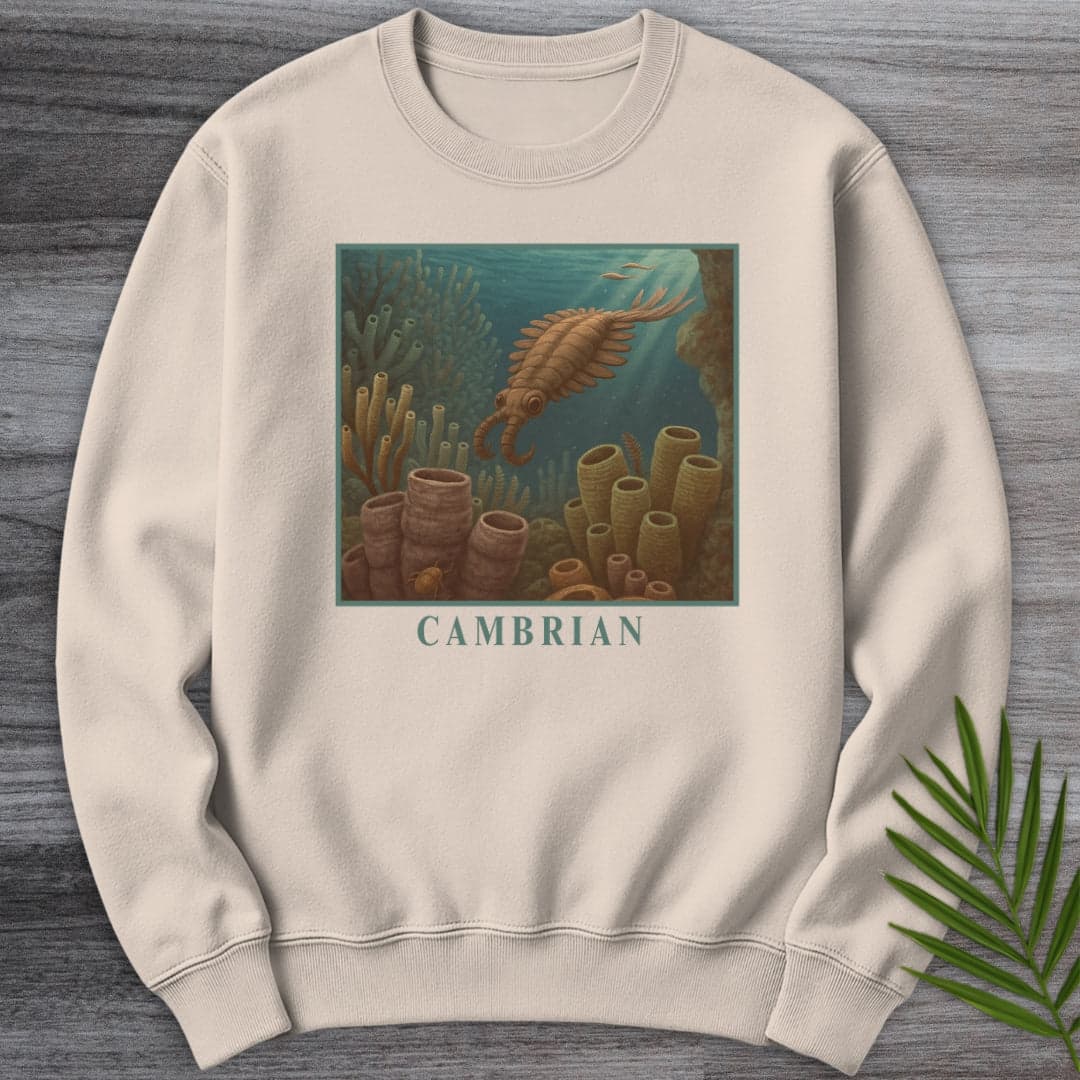 Sweatshirt Sand / S Anomalocaris Cambrian Oceanscape Crewneck