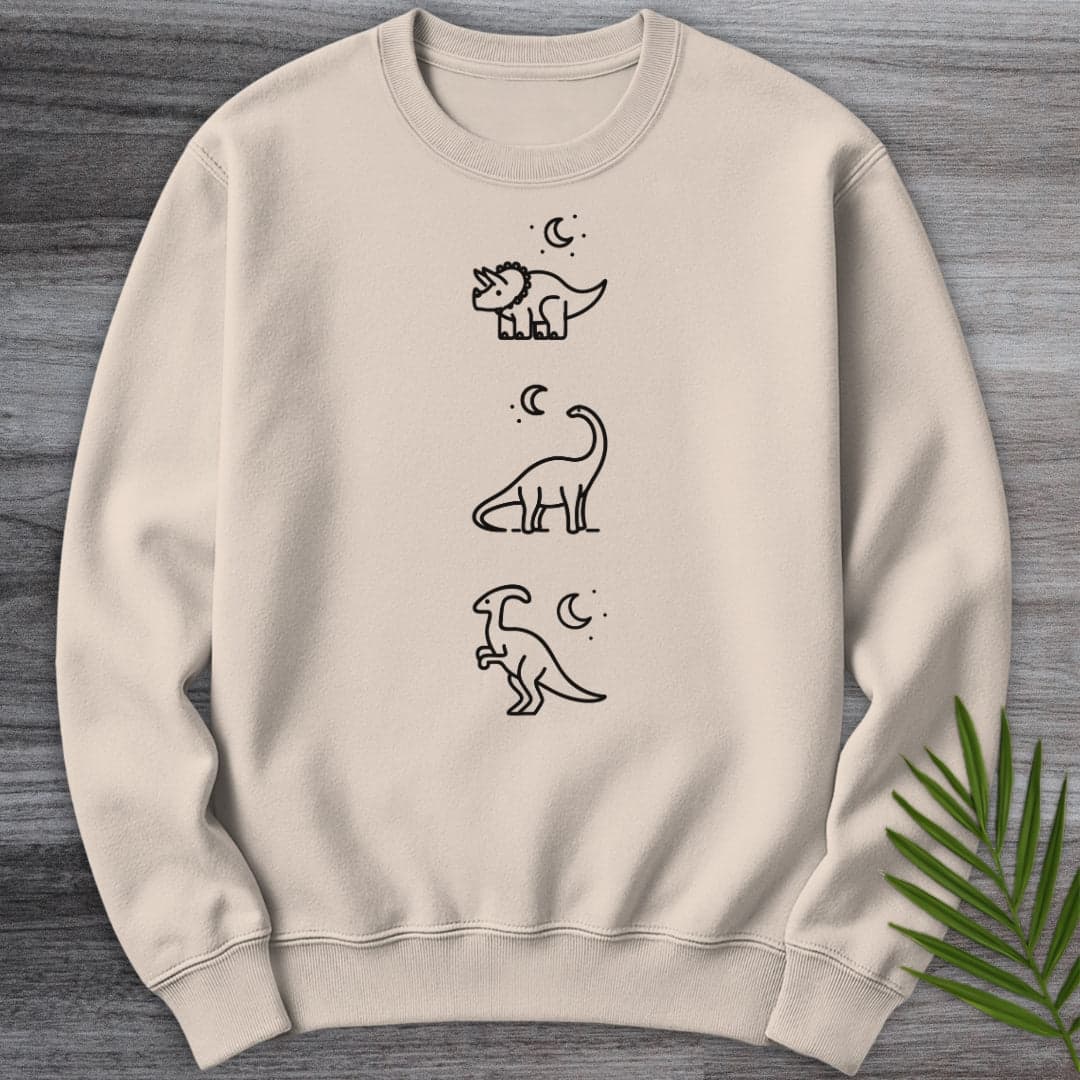 Sweatshirt Sand / S Herbivorous Dinosaur Moon Crewneck
