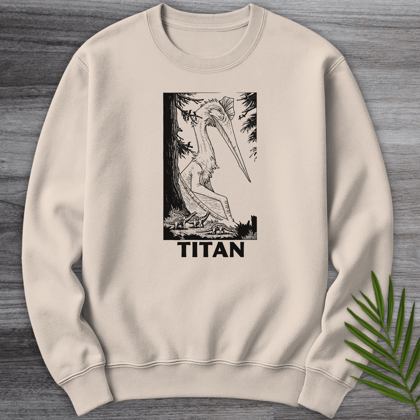 Sweatshirt Sand / S Linocut Quetzalcoatlus Design Crewneck