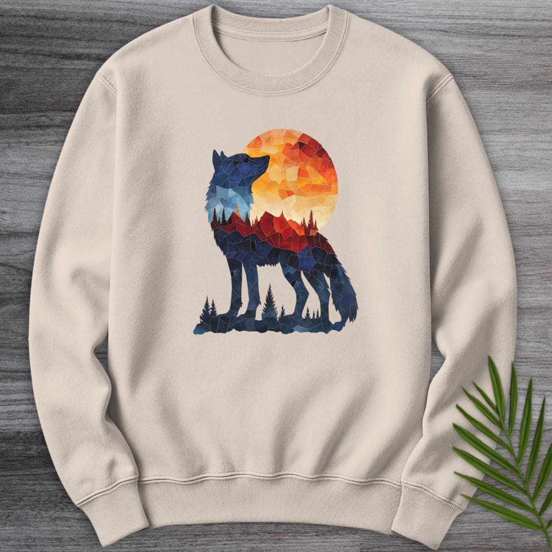 Sweatshirt Sand / S Mosaic Silhouette Dire Wolf Crewneck