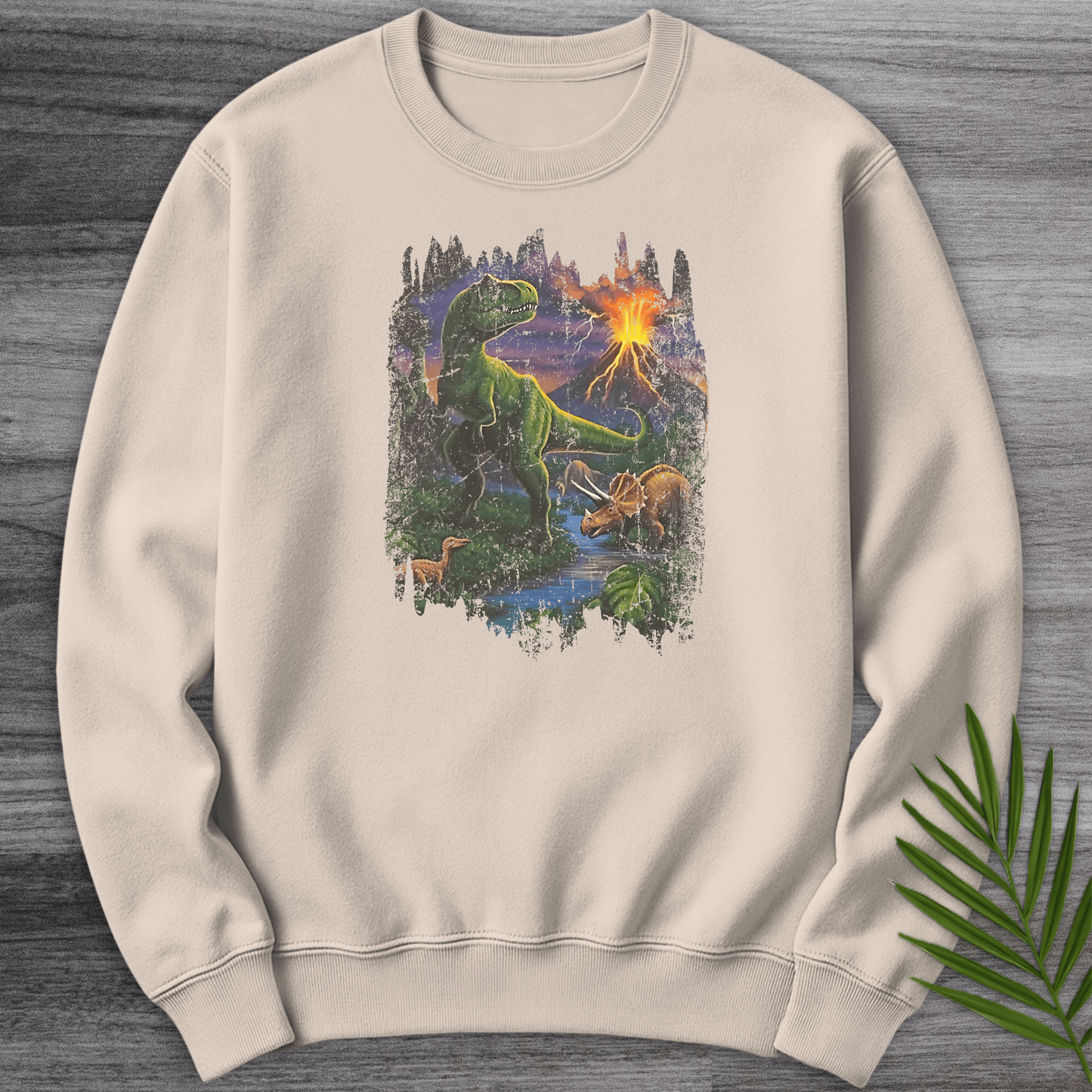 Sweatshirt Sand / S Nostalgic 90' S Volcanic Dino Crewneck