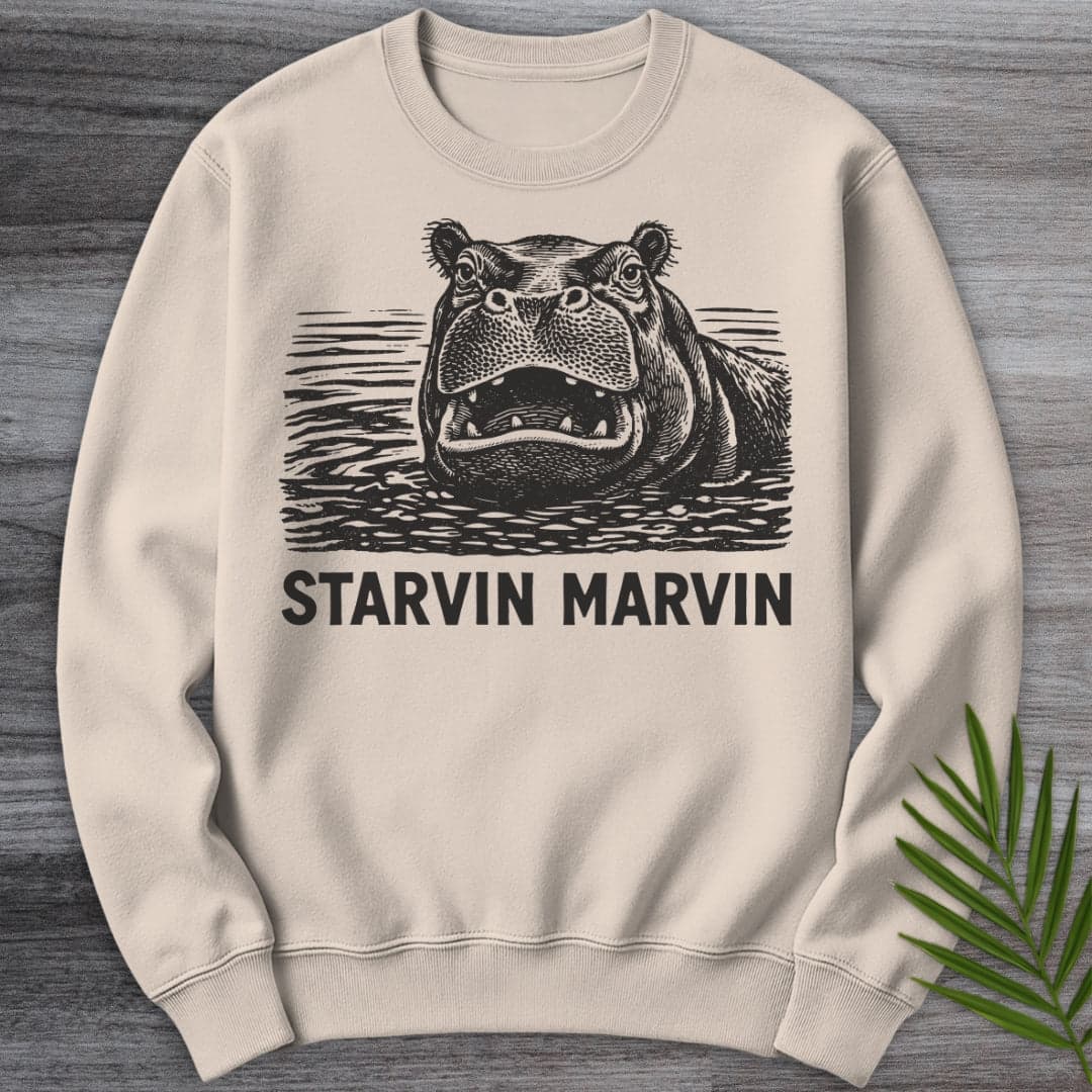 Sweatshirt Sand / S Starvin' Hippo Marvin Crewneck
