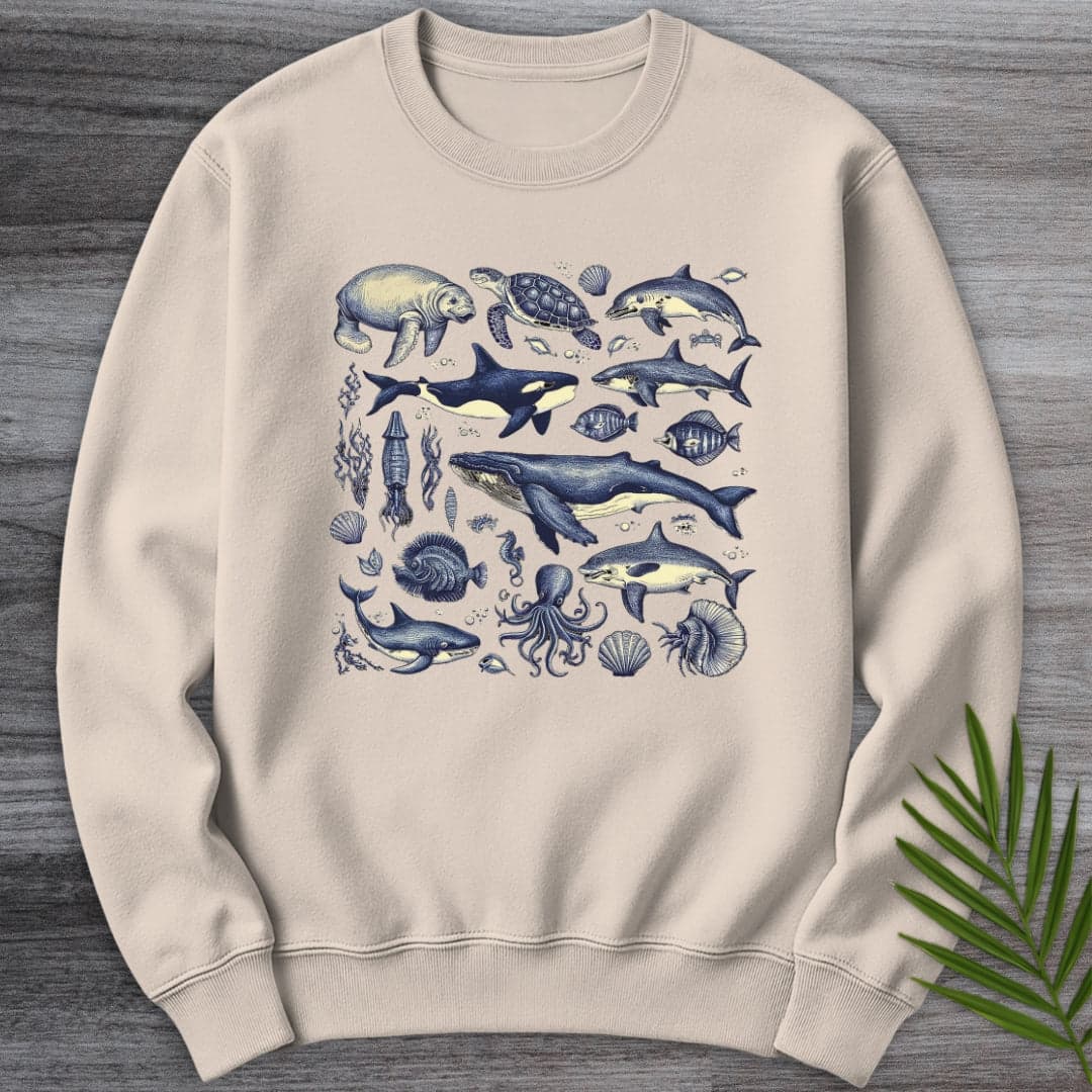Sweatshirt Sand / S Vintage Marine Life Crewneck
