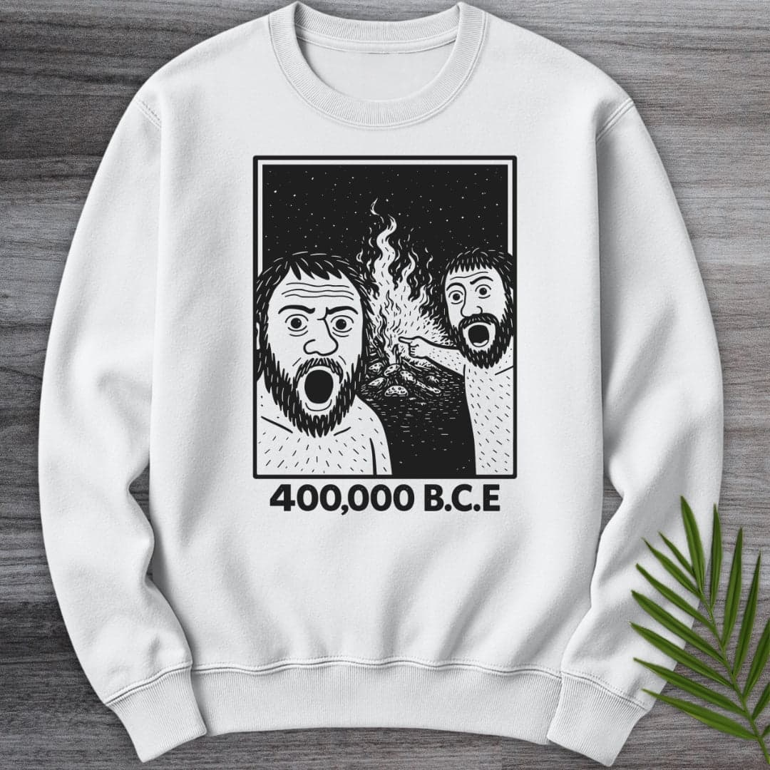 Sweatshirt White / S Cavemen Discover Fire Crewneck