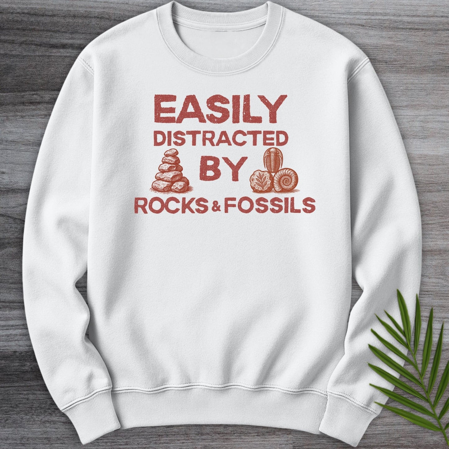 Sweatshirt White / S Distracted by Rocks & Fossils Crewneck