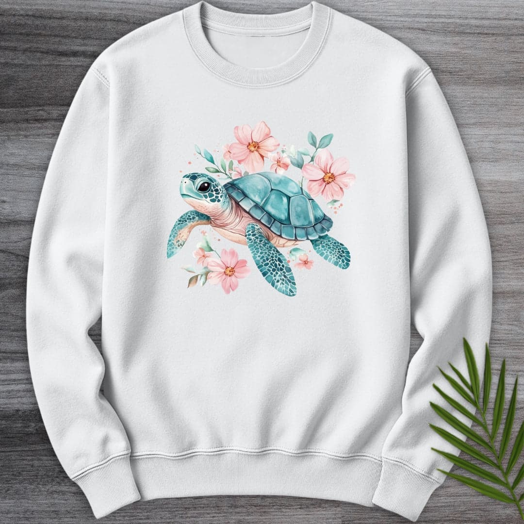 Sweatshirt White / S Floral Reef Sea Turtle Crewneck