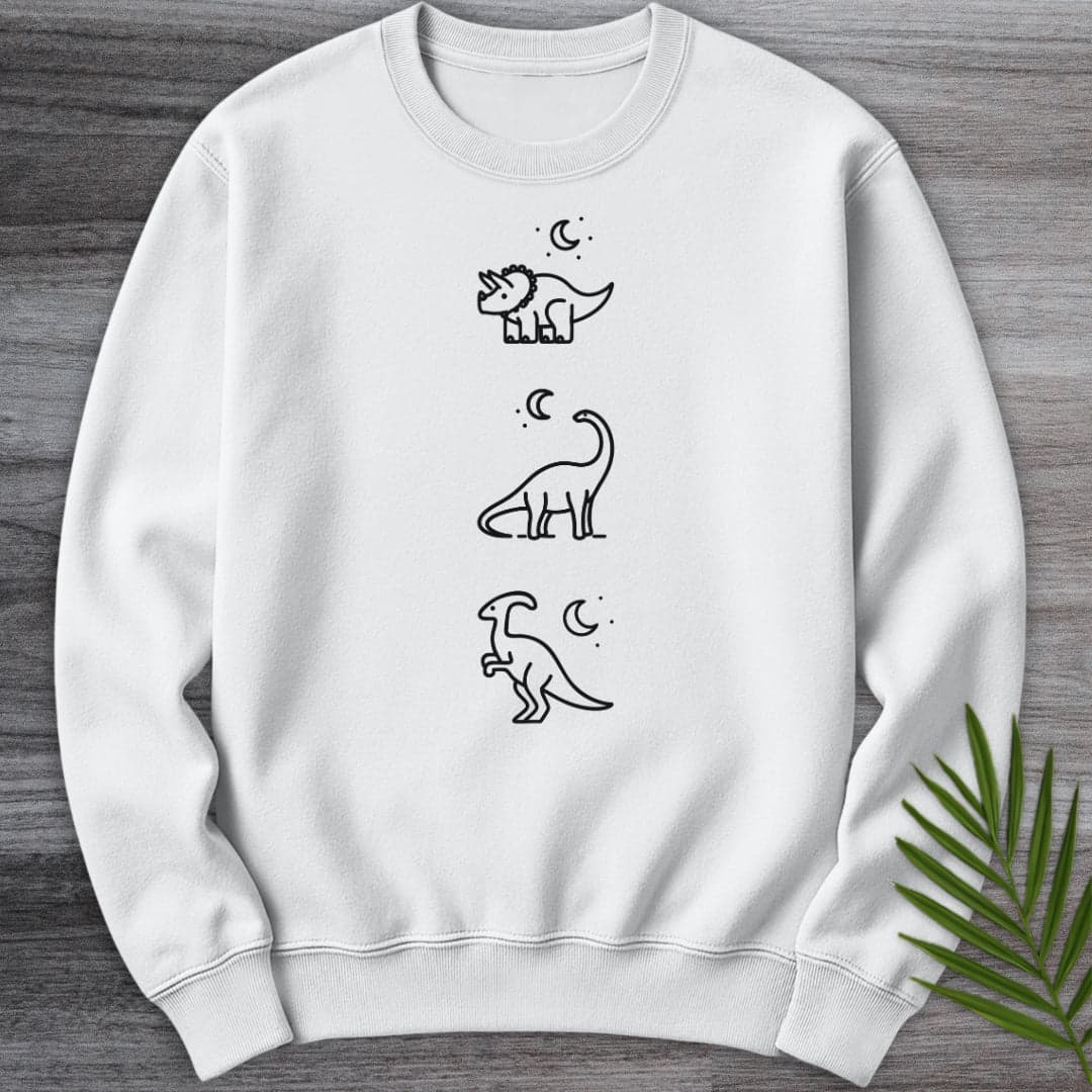 Sweatshirt White / S Herbivorous Dinosaur Moon Crewneck