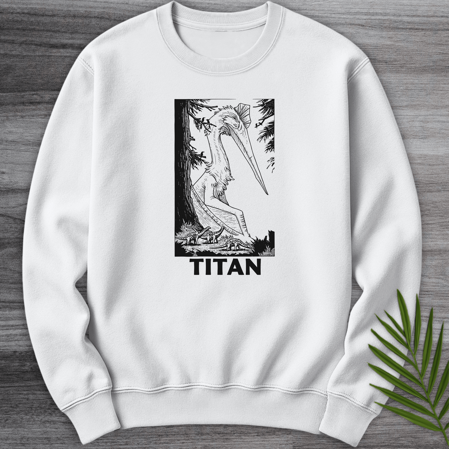 Sweatshirt White / S Linocut Quetzalcoatlus Design Crewneck