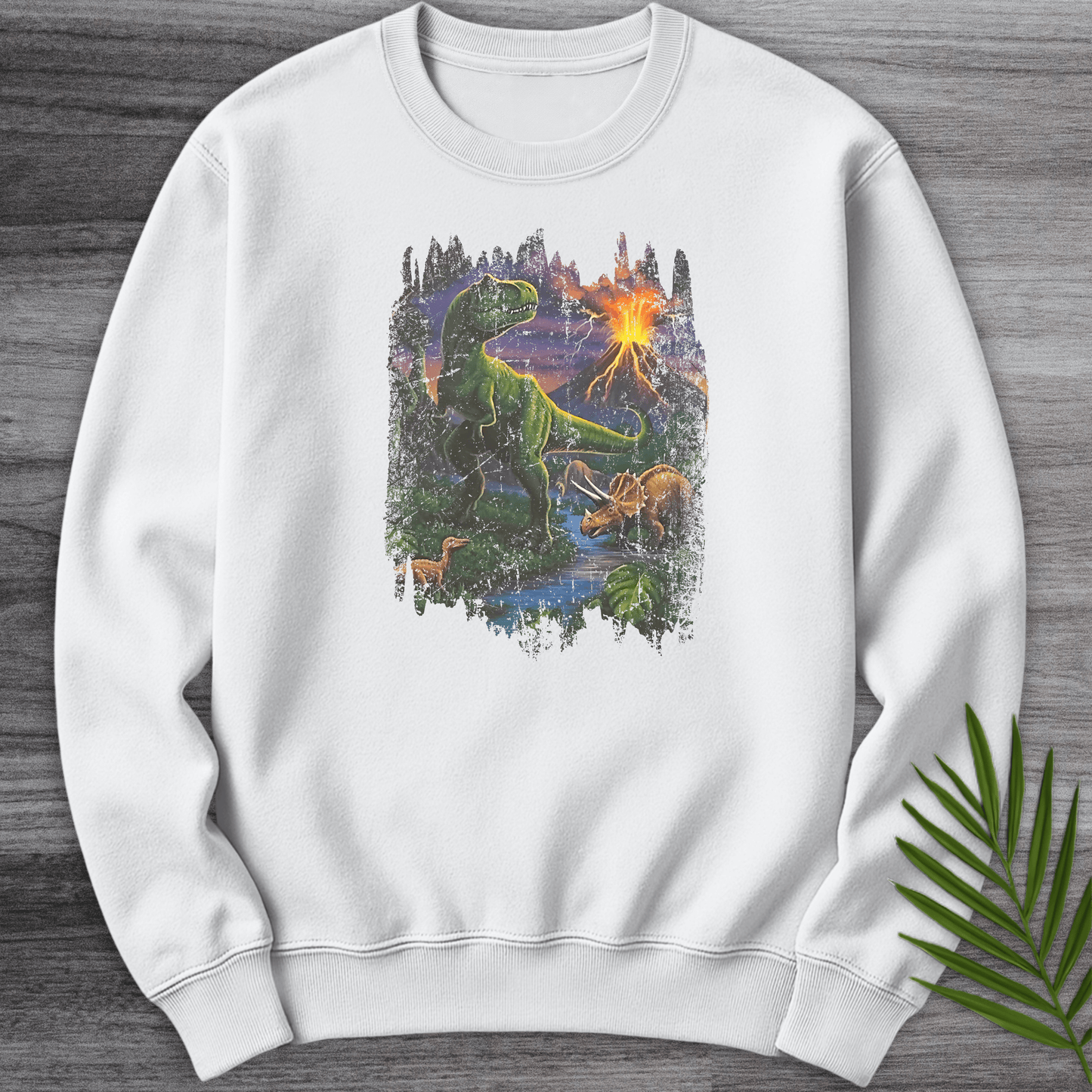 Sweatshirt White / S Nostalgic 90' S Volcanic Dino Crewneck