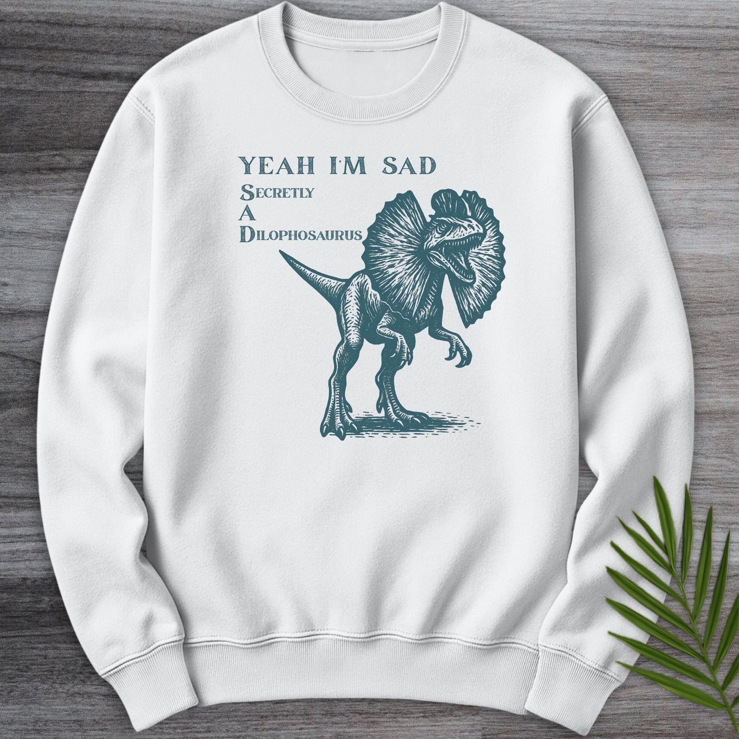 Sweatshirt White / S Secretly A Dilophosaurus (SAD) Crewneck