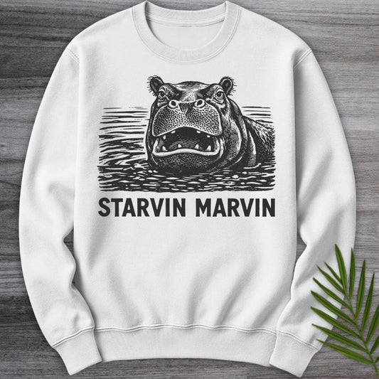 Sweatshirt White / S Starvin' Hippo Marvin Crewneck