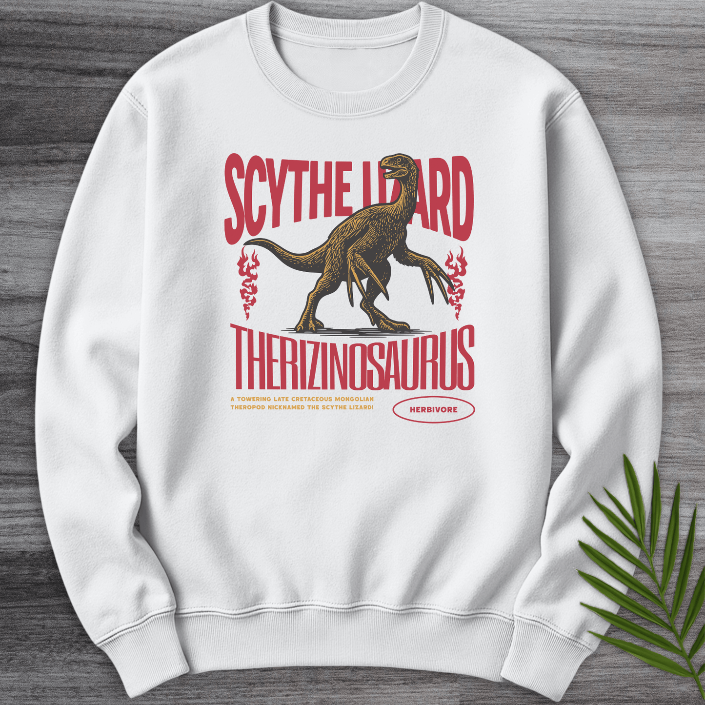 Sweatshirt White / S Therizinosaurus Scythe Lizard Vintage Crewneck