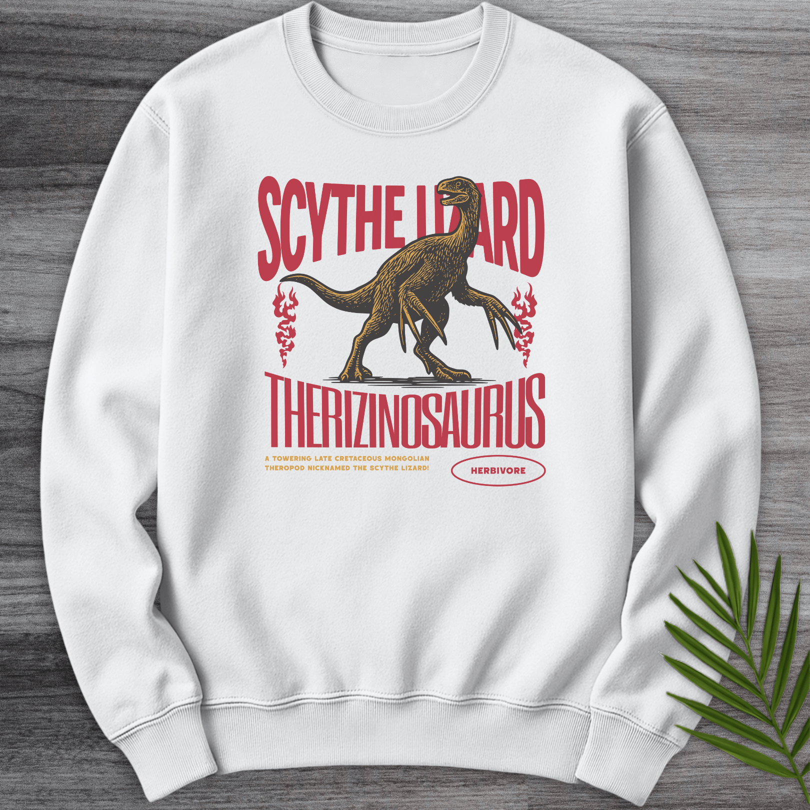 Sweatshirt White / S Therizinosaurus Scythe Lizard Vintage Crewneck