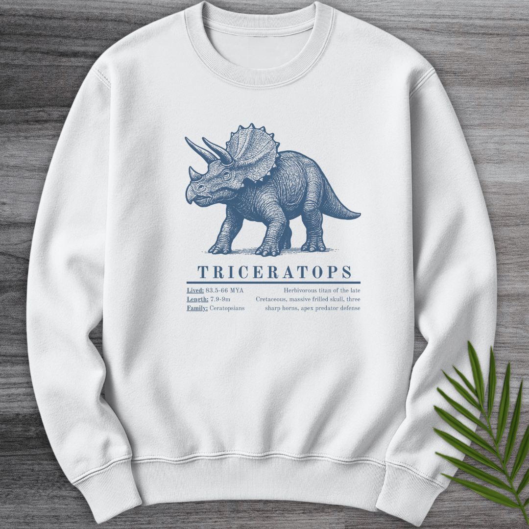 Sweatshirt White / S Triceratops Herbivorous Titan Crewneck
