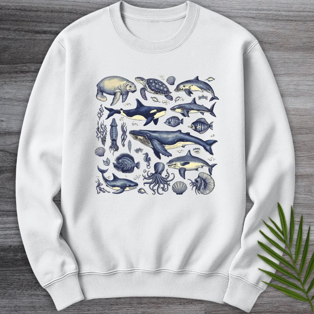 Sweatshirt White / S Vintage Marine Life Crewneck