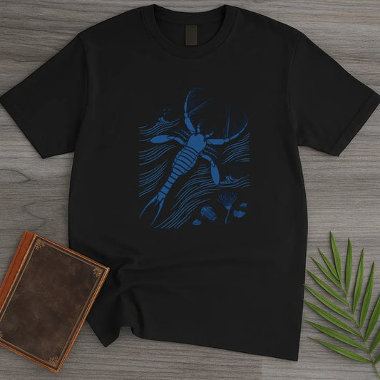 T-Shirt Black / M Blue Woodblock Megalograptus T-Shirt