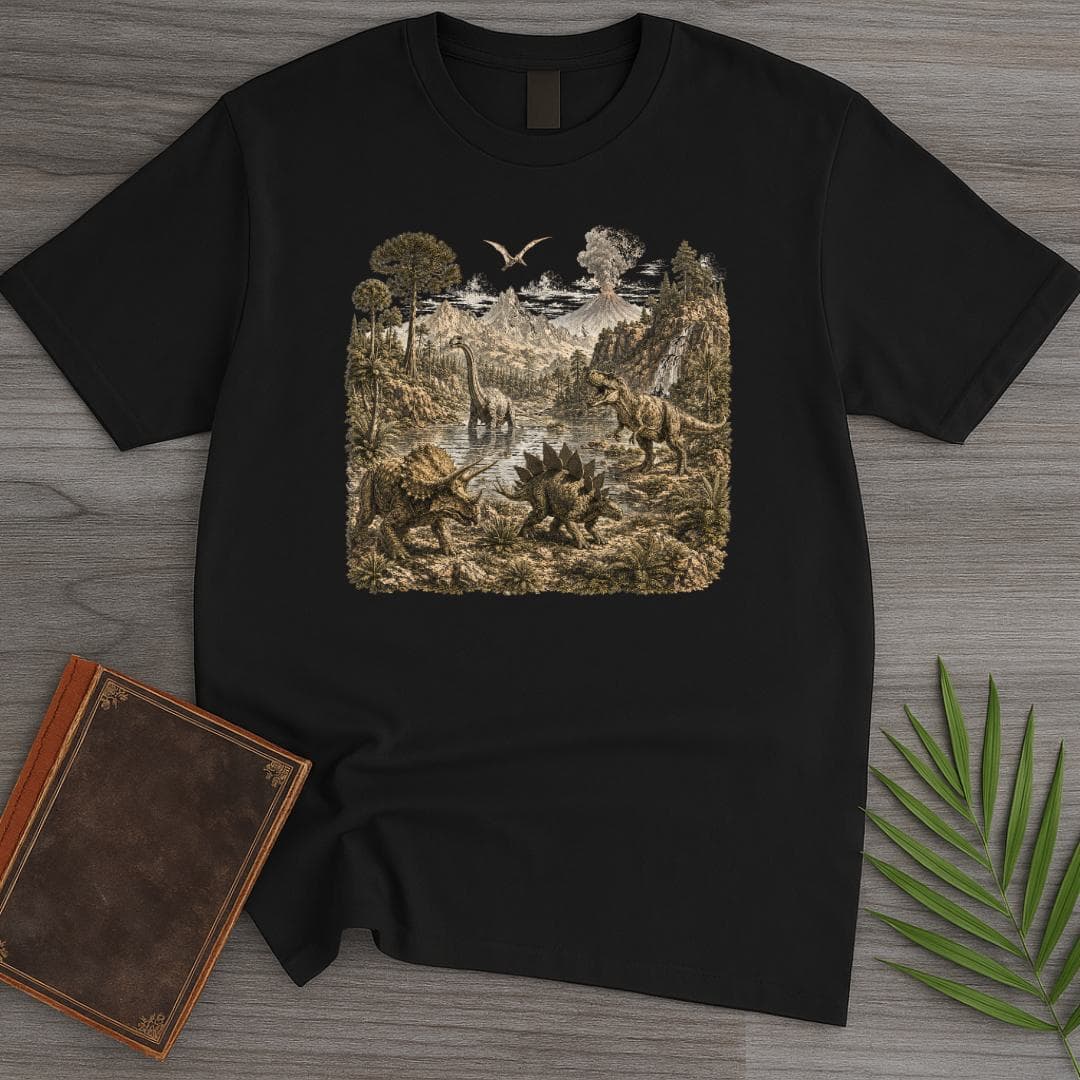T-Shirt Black / S 80's Dinosaur Textbook T-Shirt