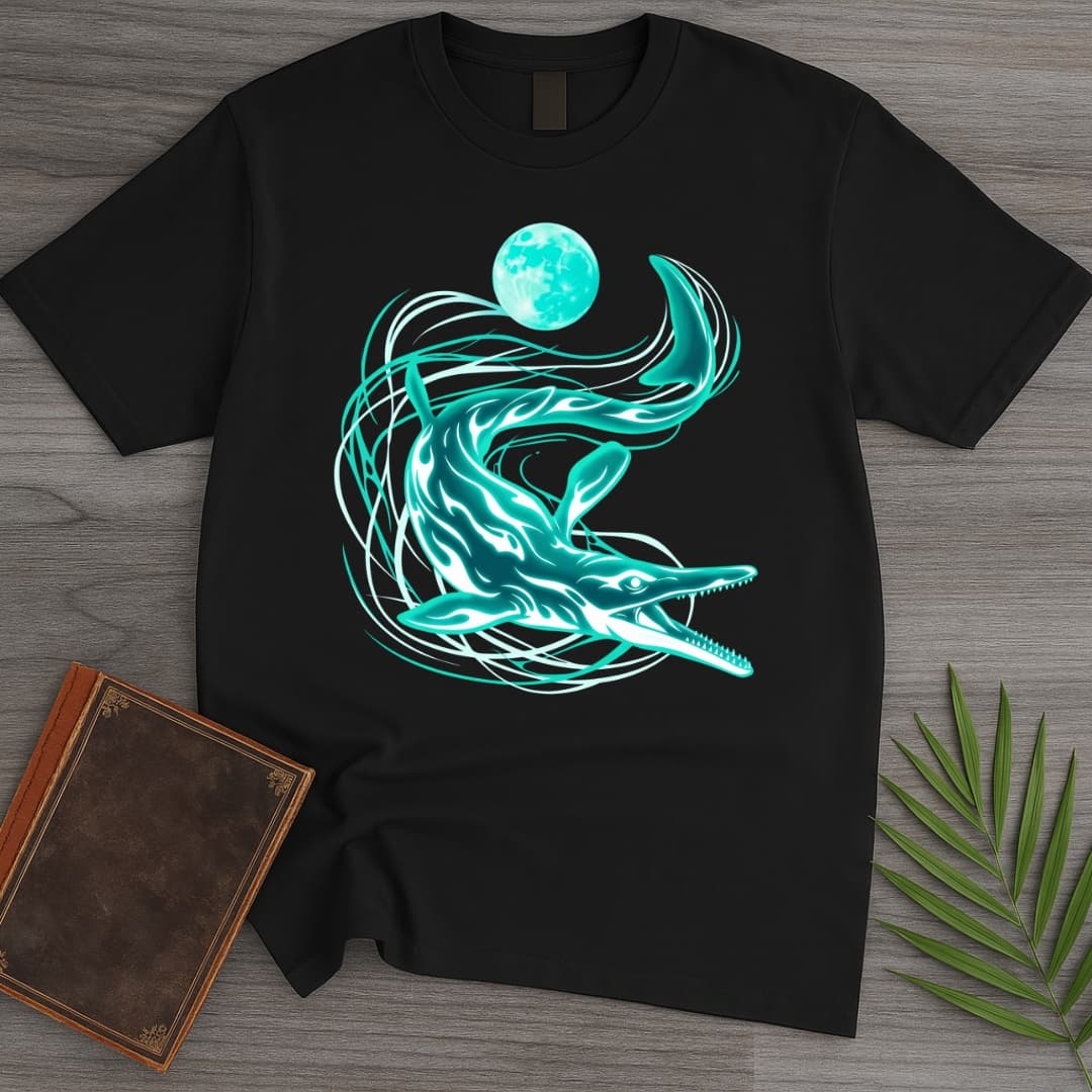 T-Shirt Black / S A Blue Mosasaurus Moon T-Shirt