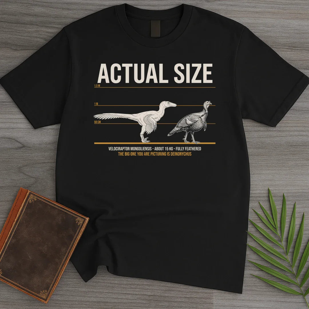 T-Shirt Black / S Actual Size Velociraptor T-Shirt