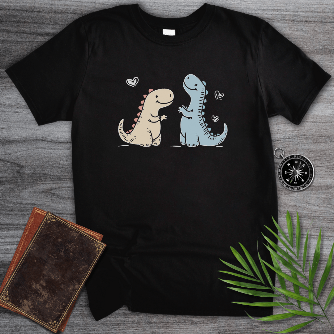 T-Shirt Black / S Adorable Dinosaur Love Duo T-Shirt