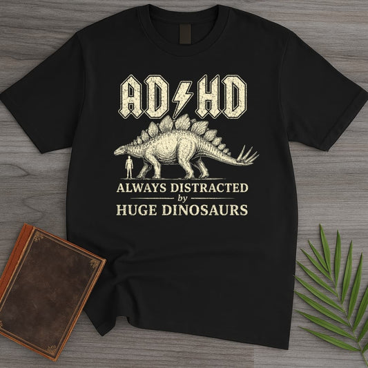 T-Shirt Black / S Always Distracted by Stegosaurus (ADHD) T-Shirt