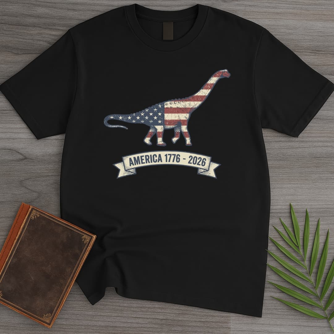 T-Shirt Black / S American Flag Brachiosaurus Americas 250th T-Shirt