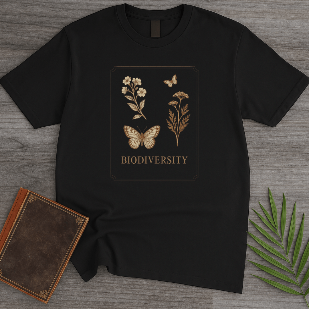T-Shirt Black / S Biodiversity Floral Butterflies T-Shirt