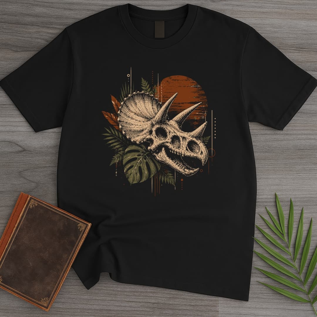 T-Shirt Black / S Botanical Mesozoic Triceratops T-Shirt