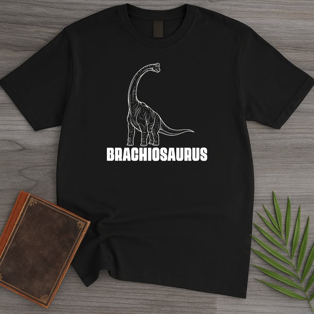 T-Shirt Black / S Brachiosaurus Arm Lizard Line Art T-Shirt