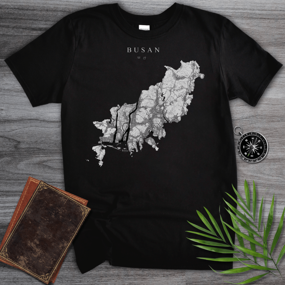 T-Shirt Black / S Busan South Korea Map T-Shirt