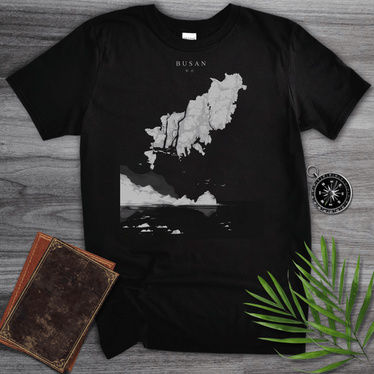 T-Shirt Black / S Busan, South Korea Ocean Map Graphic T-Shirt