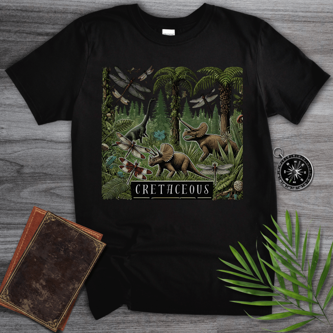 T-Shirt Black / S Cretaceous Environmental: Triceratops and Bugs T-Shirt