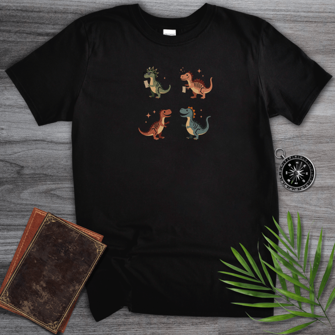 T-Shirt Black / S Cute Dinosaur Scholars, Thinkers and Dreamers T-Shirt