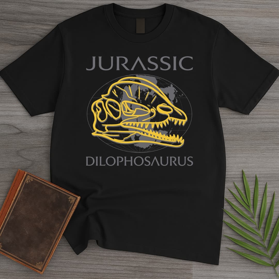 T-Shirt Black / S Dilophosaurus Jurassic Map T-Shirt