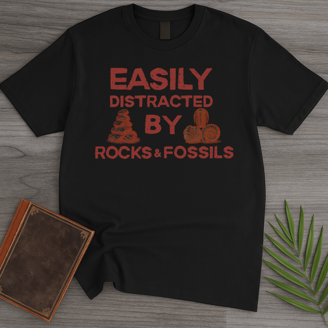 T-Shirt Black / S Distracted by Rocks & Fossils T-Shirt