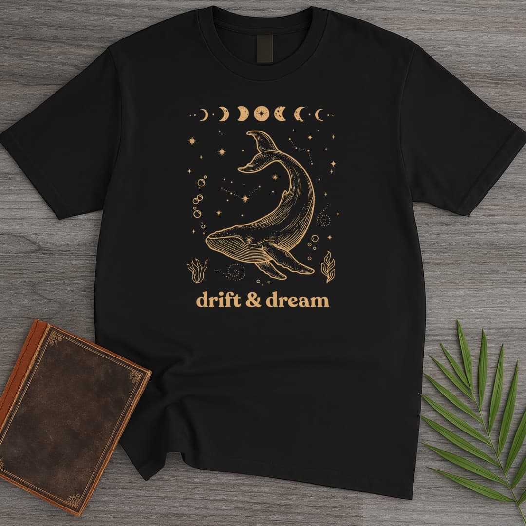 T-Shirt Black / S Drift And Dream Whale T-Shirt