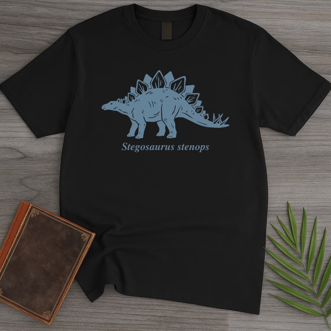 T-Shirt Black / S Dusty Blue Stegosaurus T-Shirt