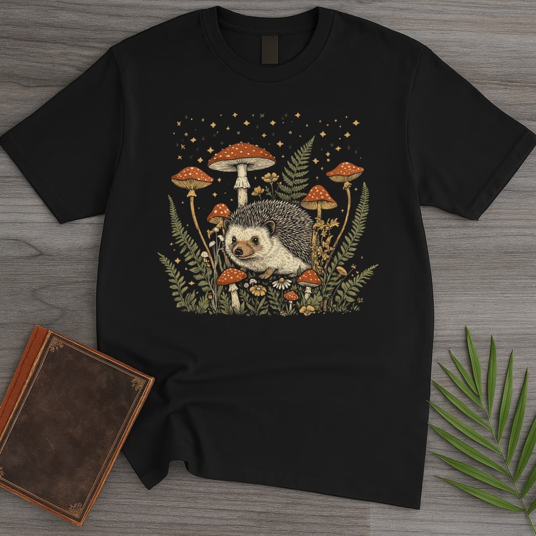 T-Shirt Black / S Enchanted Fern Hedgehog T-Shirt