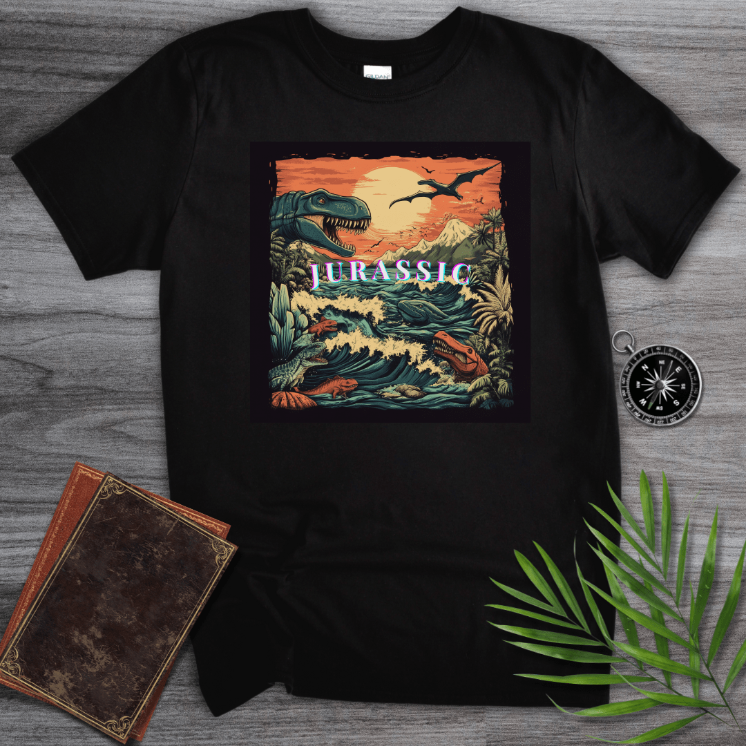 T-Shirt Black / S Epic Jurassic Dino Landscape T-Shirt