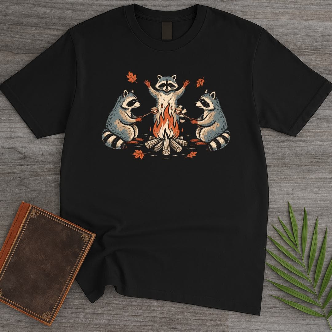 T-Shirt Black / S Fall Camping Raccoons T-Shirt