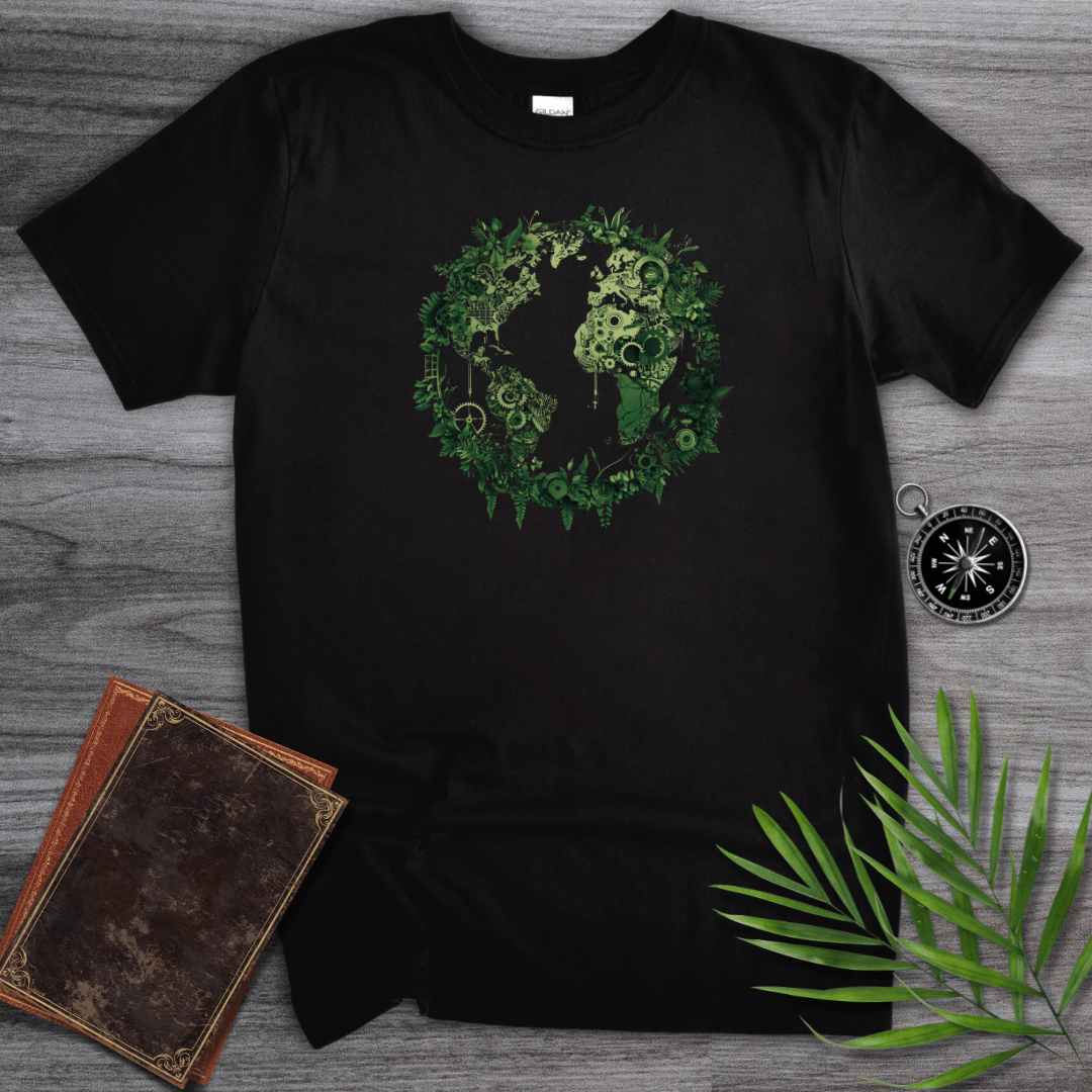 T-Shirt Black / S Green Continents Graphic T-Shirt