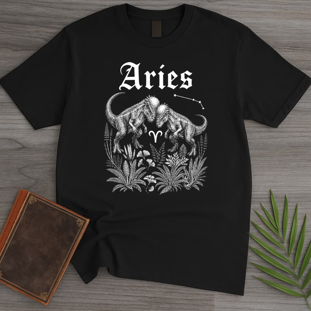 T-Shirt Black / S Horoscope: Aries Pachycephalosaurus T-Shirt