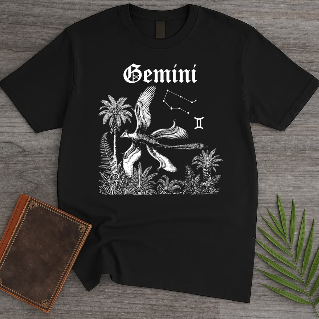 T-Shirt Black / S Horoscope: Gemini Microraptor T-Shirt