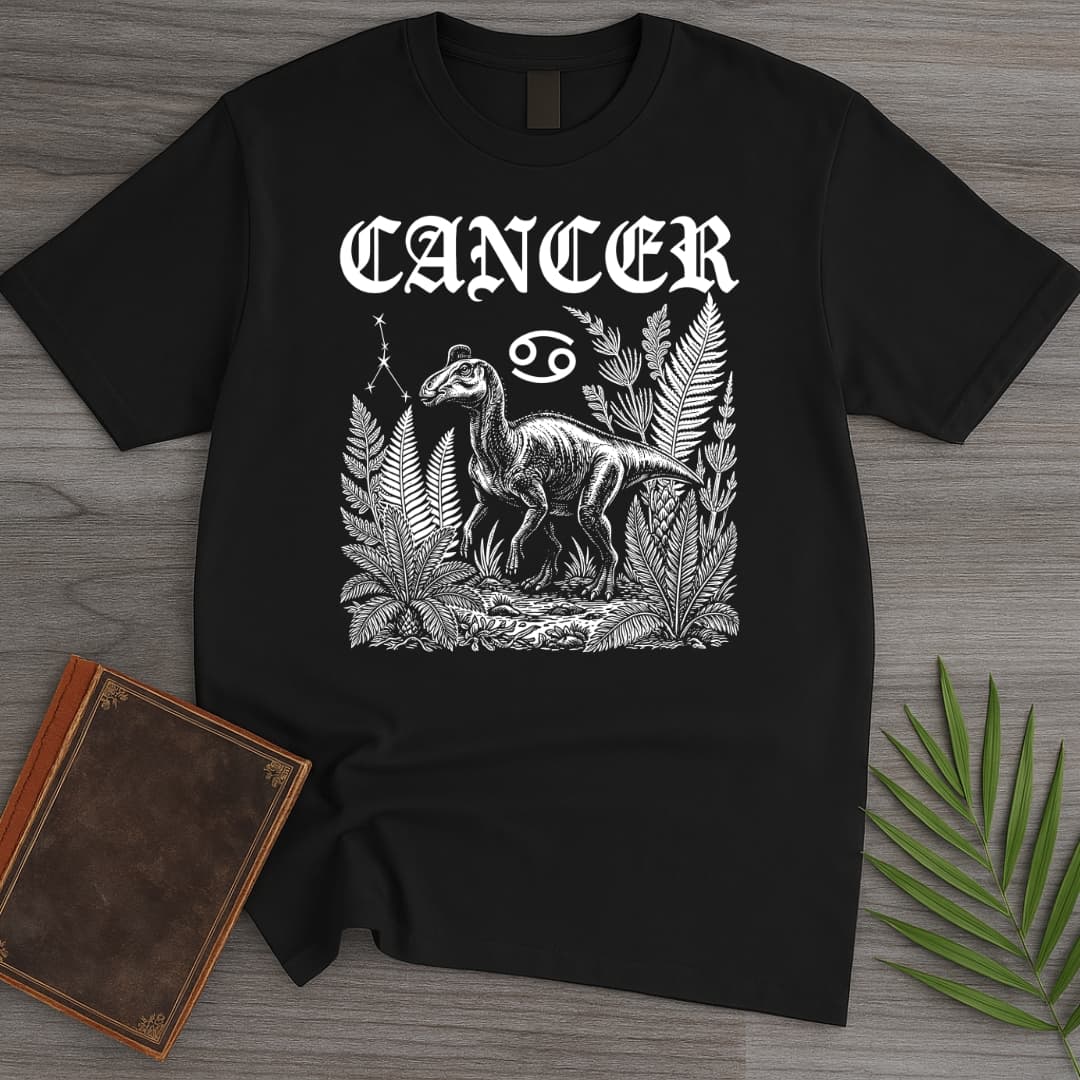 T-Shirt Black / S Horoscope: Maiasaura Cancer T-Shirt